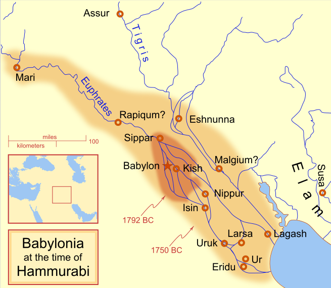 A Map of Babylon, Before and After Hammurabi's Reign
